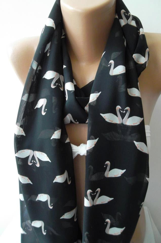 Swan Lake -CHIFFON - Infinity Scarf Loop Scarf Circle Scarf - It made with good quality chiffon fabric - Super Loop