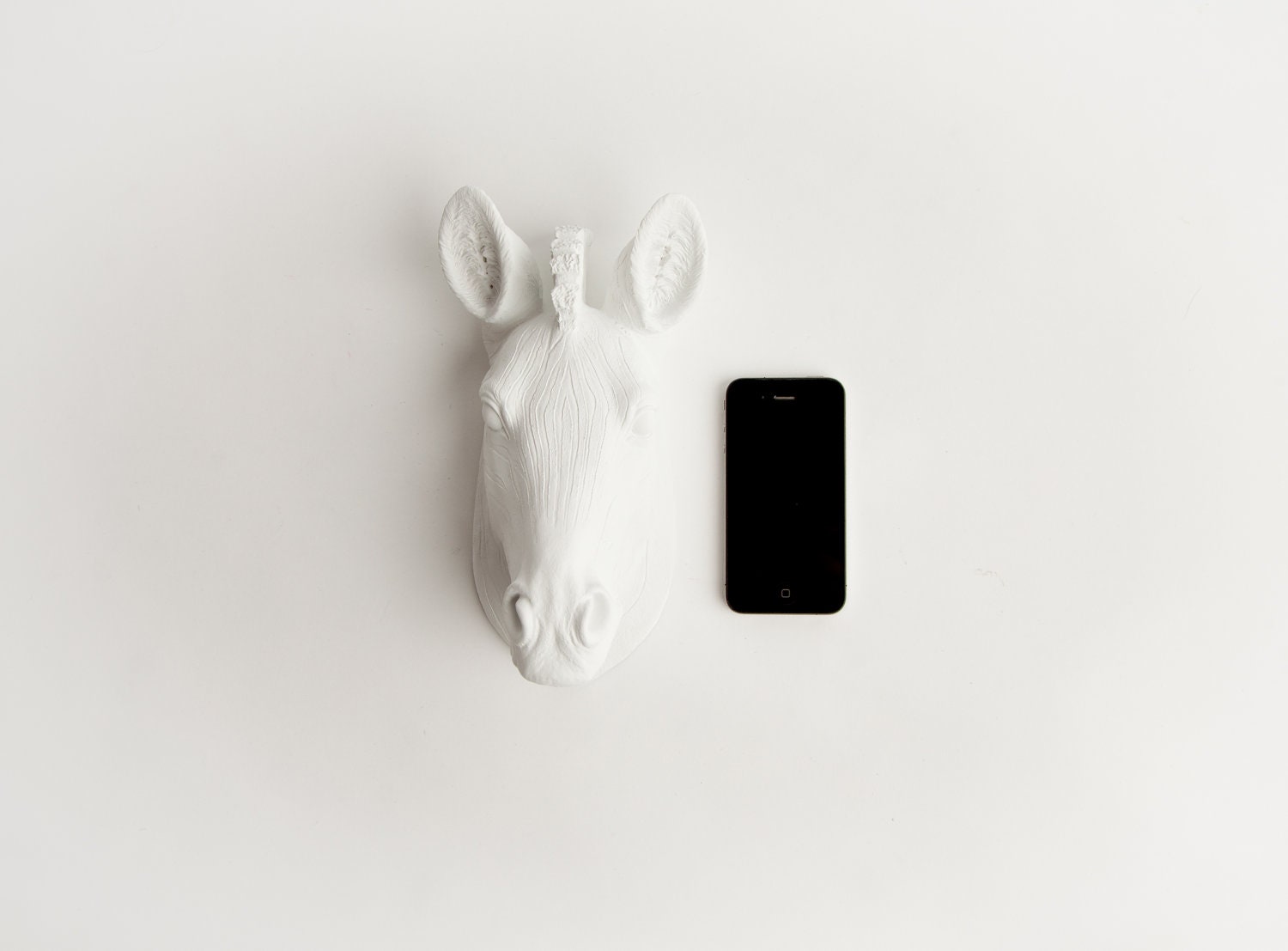 The Pierce - 1 Gold Mini Resin Zebra Head- Resin White Faux Taxidermy- Chic & Trendy