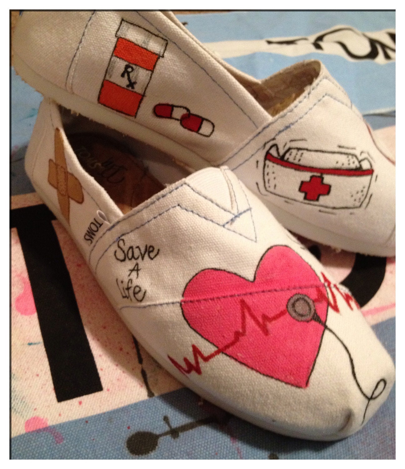 Nursing Custom Toms Shoes/5.5 Gray available now ships the next day.