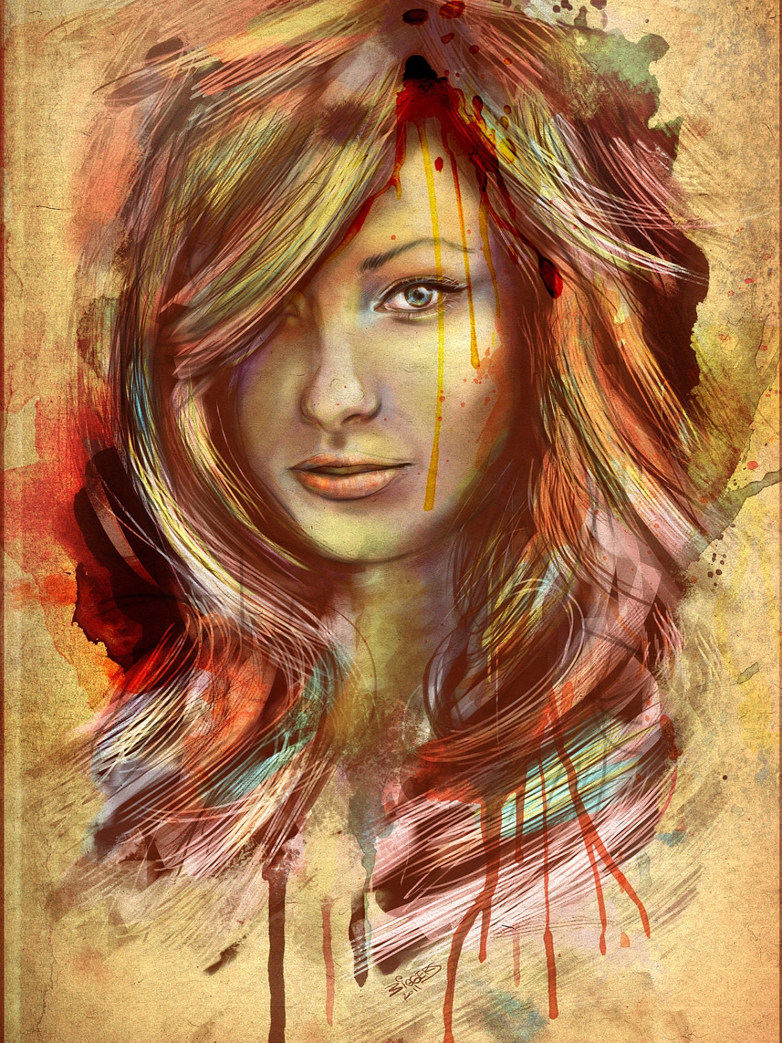 Olivia Wilde Digital Painting - signed museum quality giclée fine art print 16" x 20"