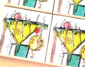 Dirty Martini Coasters, Ceramic Tile Set, Cocktail Drinks, Vodka Martini, Drink Table Protector