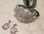 Rhinestone Crystal Ribbon Cuff / Bridal Ribbon Bracelet /  The Stella Cuff