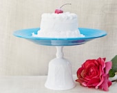 Teal Blue and White Cake Stand Cupcake Stand Pedestal Stand