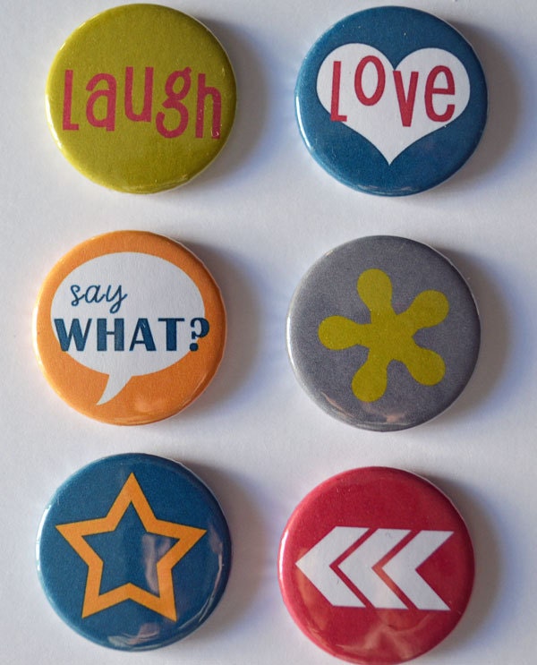 1" / 25 mm Flair buttons / badges for scrapbooking Project Life cobalt etc