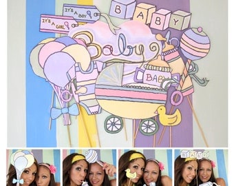 pastel baby photo booth props - perfect for a baby shower or a welcome party for your bundle of joy