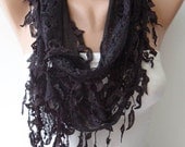 Mother's Day - Lace Scarf in Black with Trim Edge