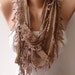 New - Lace Scarf in Light Brown with Trim Edge