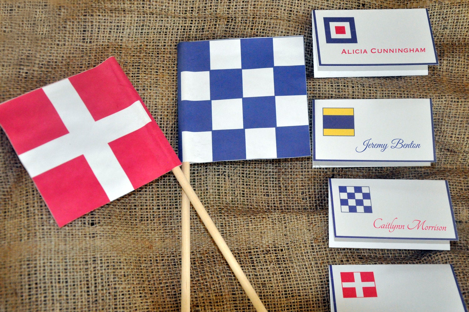 Nautical Flag Place Cards - Printable PDF - 6 Flag Templates