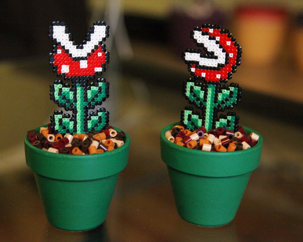 Super Mario Inspired Tiny Potted Piranha Plant. Two Different Models. Detachable.
