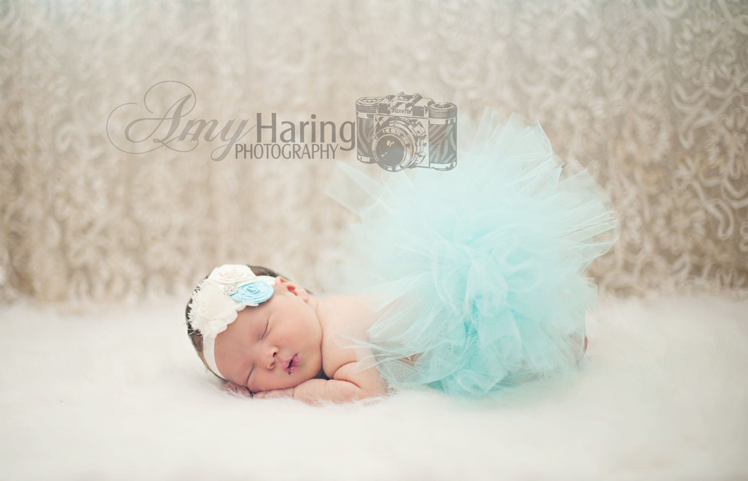 The Isabella Tutu & Headband- Aqua and Ivory, Baby, Girl, Newborn, Infant, Toddler, photo prop, roses, flowers, 1st birthday, birthday