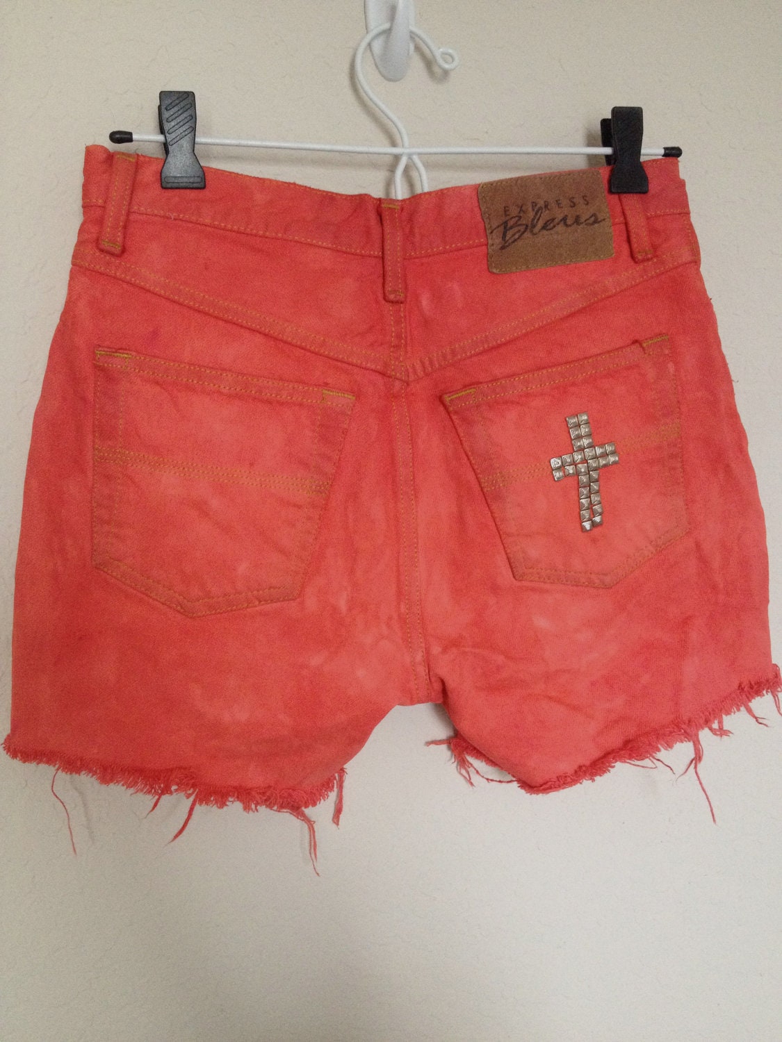 Scarlet High Waisted Jean Shorts with Studded Cross