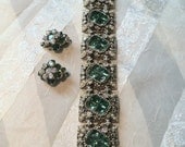 Vintage Juliana Earrings & Rhinestone Bracelet Art Deco Demi Parure Estate Jewelry