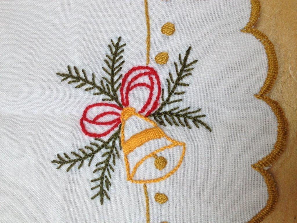 Embroidered tablecloth with Christmas motifs