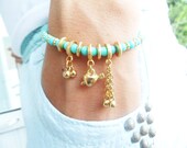 Turquoise ethnic bracelet pendant jewelry gold plated evil eye charm authentic oriental accessories islamic arabic birthday gitt women