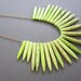 Neon Yellow Necklace , large necklace, bib necklace, Turquoise necklace, Howlite spear necklace.