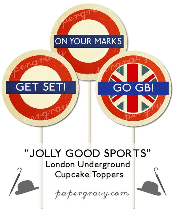 PRINTABLE British Party Circles Cupcake Toppers sports (digital printable file) Il_570xn