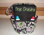 Monogrammed Bingo Bag Tote/ Craft Bag in Summer Blossoms