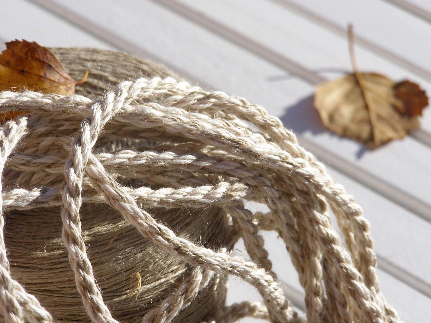 8 yards of handmade linen - cotton blend rope cord with a three-ply twist for knotting, floral arrangements, posh beach decor...  ABL-261