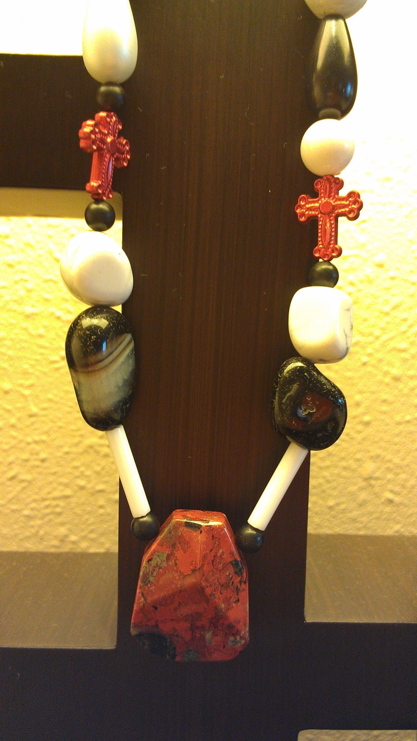 Black, White & Red Crosses Necklace ... Kowgirl Charm ... Show Your Sass