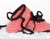 Tie Crochet Baby Booties // Pink and Purple // 3 to 6 Months