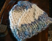 Knit Baby Hat - Blue and White Baby Boy - Newborn Photo Prop - Natural yarn - Bulky Yarn - Accessories - Hats & Bonnets - Newborn Knitted