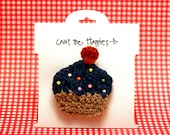 Crochet Cupcake Hair Clip in Navy