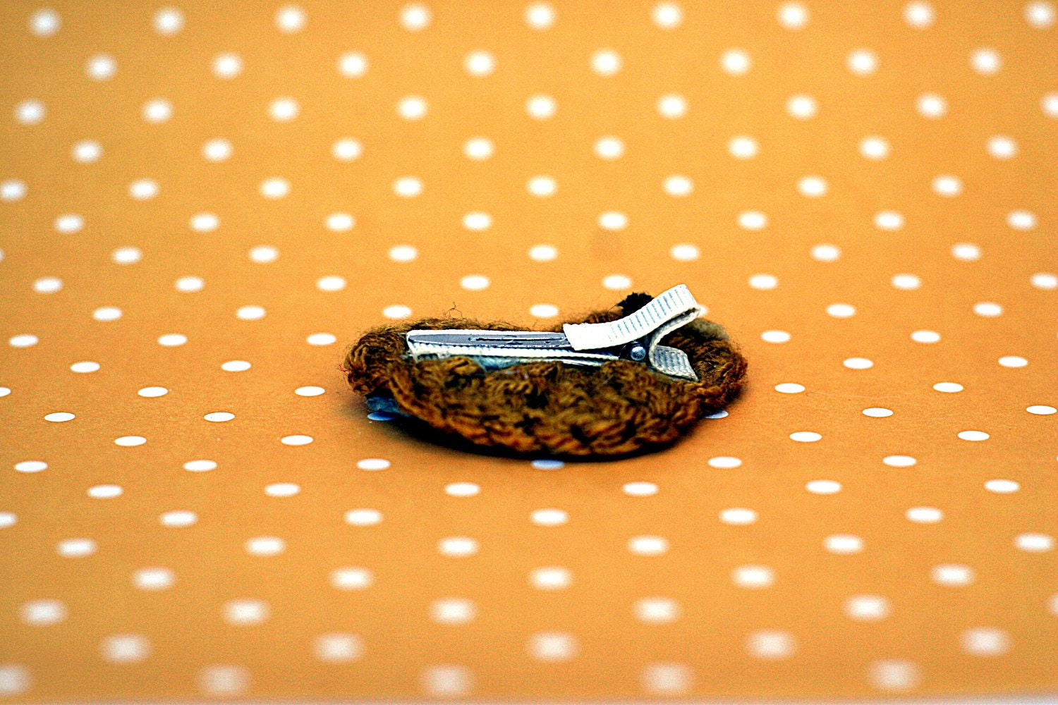 Crochet Bird Hair Clip in Gypsy Gold and Sky Blue