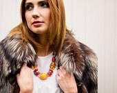 Baltic Amber Red Coral Bib Necklace Genuine Amber Raw Stone Royal Natural Jewelry Big Chunky Necklace