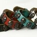 Skull Studded Genuine Leather Bracelet, Leather Cuff. B008