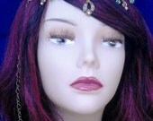 Boho/Renaissance headdress, adjustable antique bronze chain with vintage danglers,Swarovski pearls & crystals,bridal,event,hair accessory