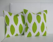 Green Ikat Decorative Throw Pillow Covers for Throw Pillows - 20x20 or 22x22 Pair
