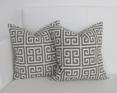 14x14  Dark Grey Greek Key Pillows - Towers Pillow Covers Set of 2 Decorative Throw Pillow Covers