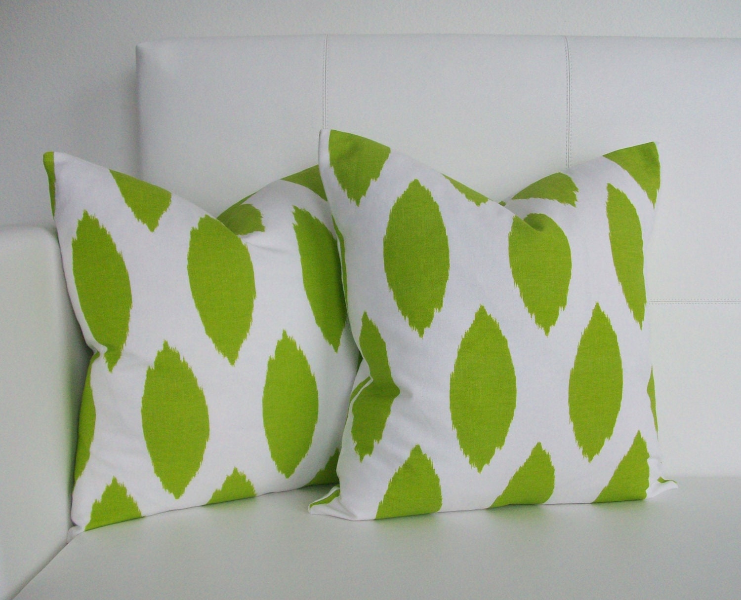 Green Ikat Decorative Throw Pillow Covers for Throw Pillows - 20x20 or 22x22 Pair