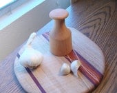 Small garlic crusher - honey locust - handmade unique garlic press