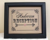 8 x 10 PERSONALIZED with your last NAME- Directional Reception - Wedding Sign - Single Sheet (Style: RECEPTION)