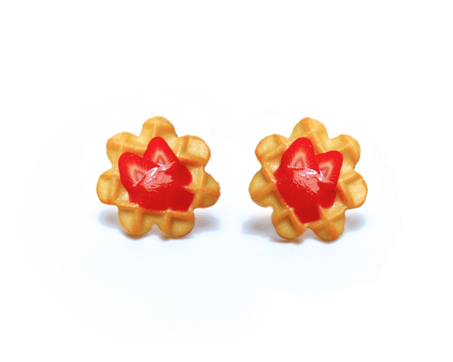 Waffle Post Earrings Miniature Food Jewelry, Miniature Food Earrings