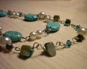 Turquoise and Abalone Retro Layered Neckalce