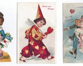 Antique Valentines Postcards and Mechanical Die Cut Lot of 3