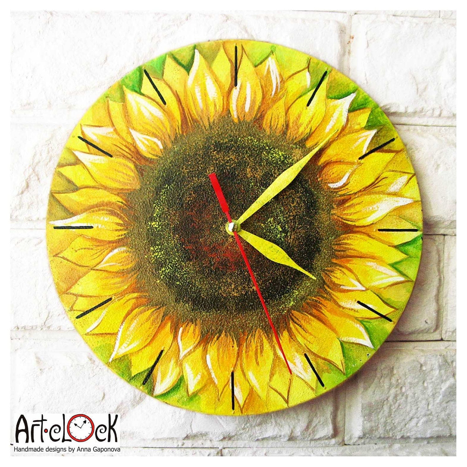 The Sunflower Wall Clock Home Decor by ArtClock on Etsy