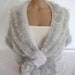 Hand knitted white silver wedding bolero