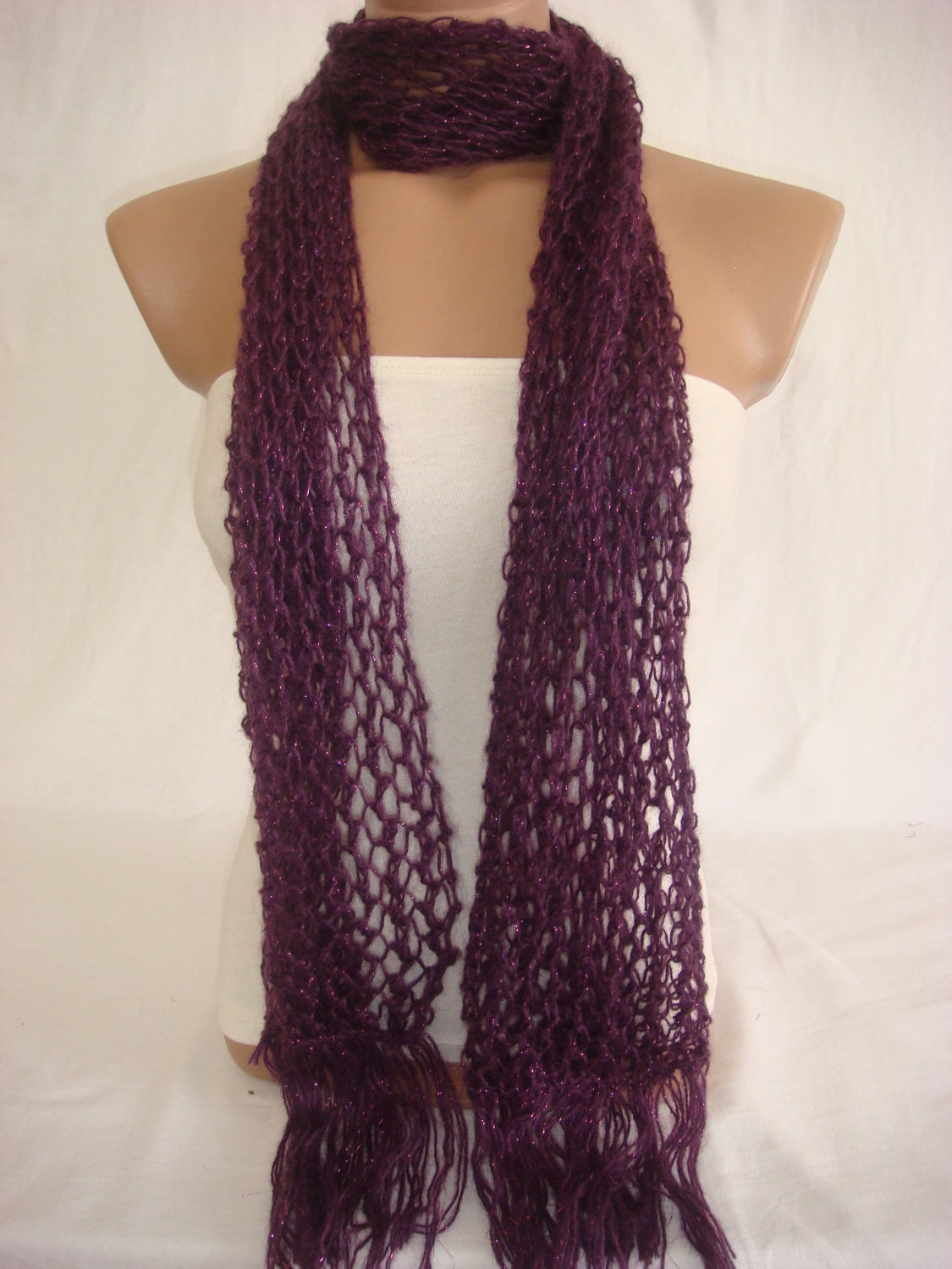 Hand knitted Purple Wool&Mohair Scarf by Arzu's Style