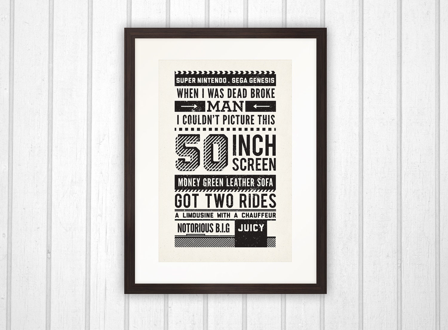 Notorious BIG Inspired Lyrical Screen Print Hand Pulled