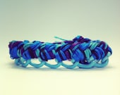 Chain Bracelet in turquoise chain, braided chain bracelet, woven chain bracelet, blue bracelet, neon bracelet, neon jewelry