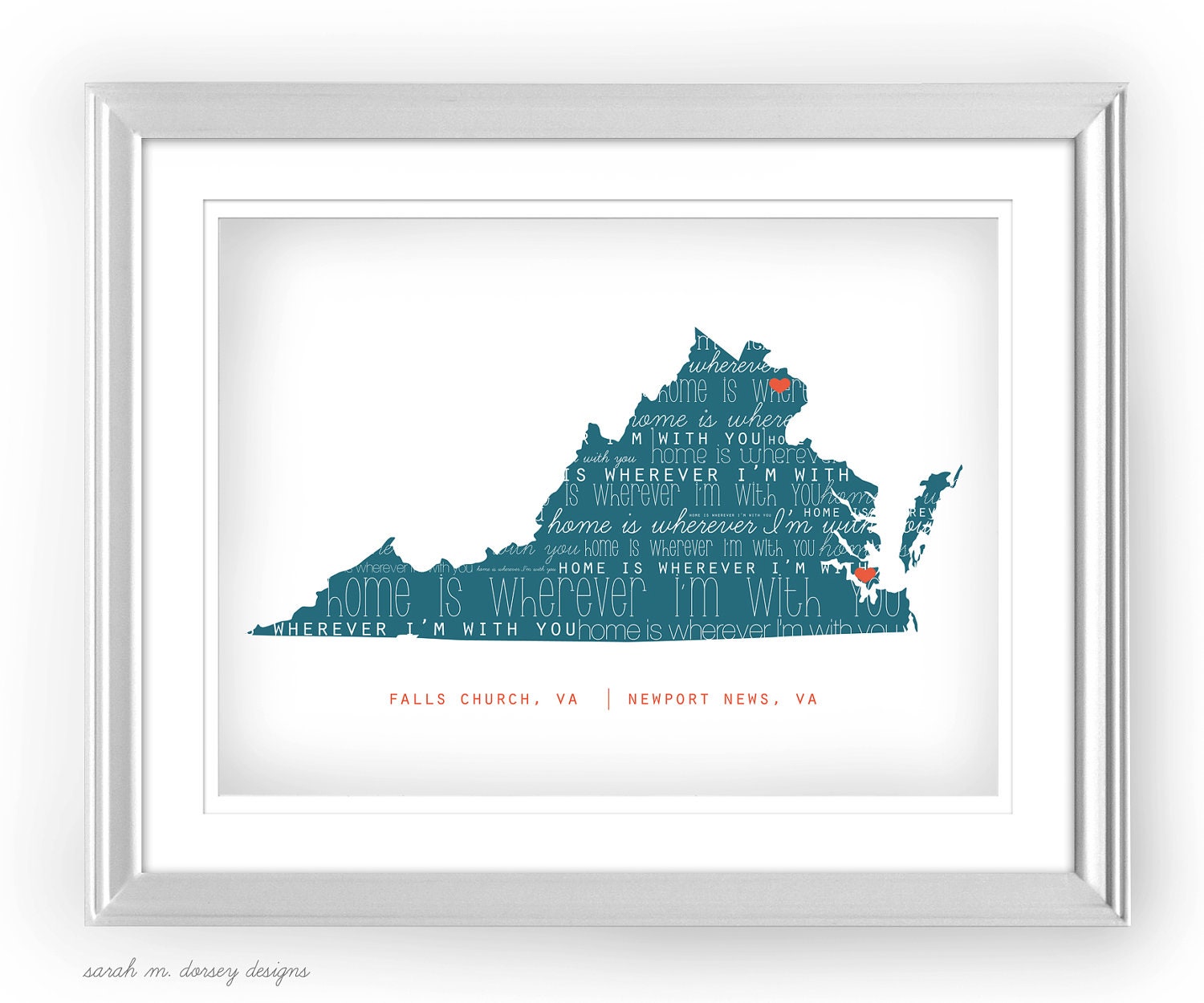 State Outline Custom with Home is Where I'm With You Background Print 8.5 x 11