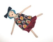 Tillie: Handmade Rag Doll - Soft Cloth Doll - 15 Inches Eco Friendly - Recycled & Vintage Textiles