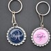 Personalized Pink or Black bottlecap keyring-- Custom key ring, unique keyring, key rings, elegant keyring, bottle cap keyrings