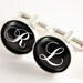 Personalized Monogrammed initials cufflinks - black and white keepsake gift for him