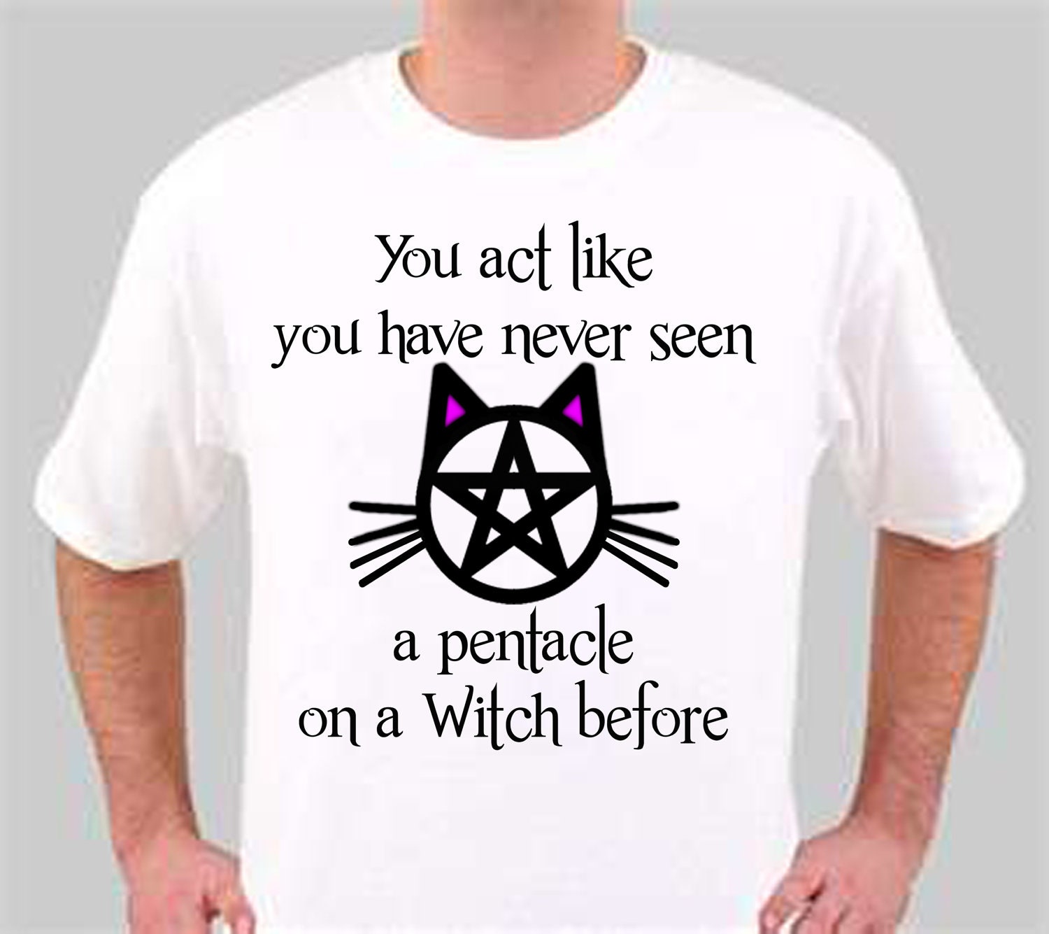 Pagan "Cat Pentacle" T shirt. White shirts only. Can custom color design to fit the buyer.