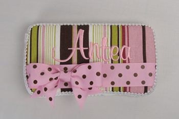Personalized Baby WIpe Case Girly Multi-Stripe