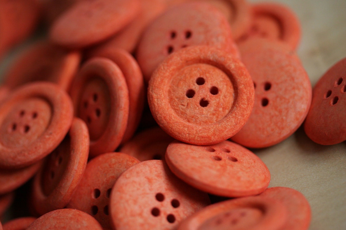 5 x 25mm Orange Eco-Buttons made from recycled materials